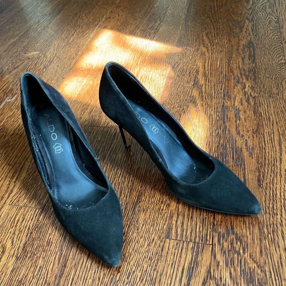 Aldo, black suede pumps, stiletto heel, Size 7.5 - Picture 7 of 10